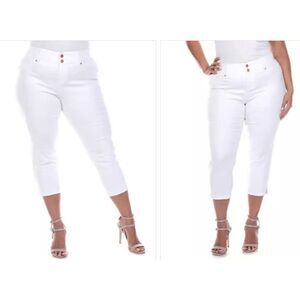 White Mark Plus Size Capri Jeans White  16
